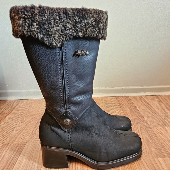 Anfibio Women's Moto Mid Calf Leather Biker Square Toe Black Boho Boots Size 37. - Picture 6 of 15